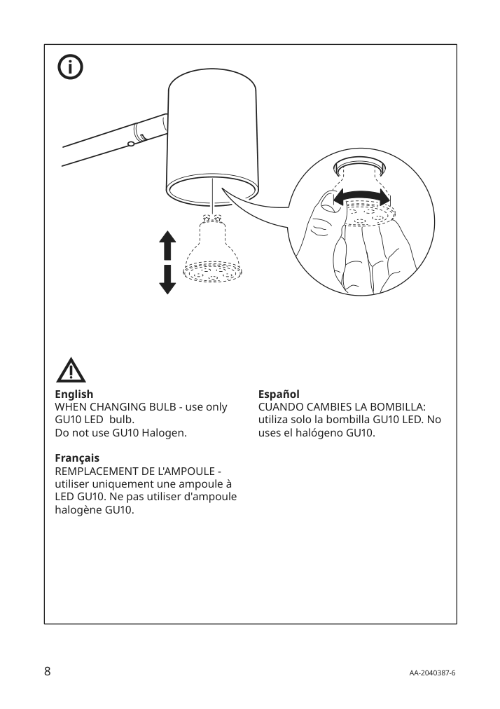 Assembly instructions for IKEA Nymane wall lamp with swing arm white | Page 8 - IKEA NYMÅNE wall lamp with swing arm 403.569.08