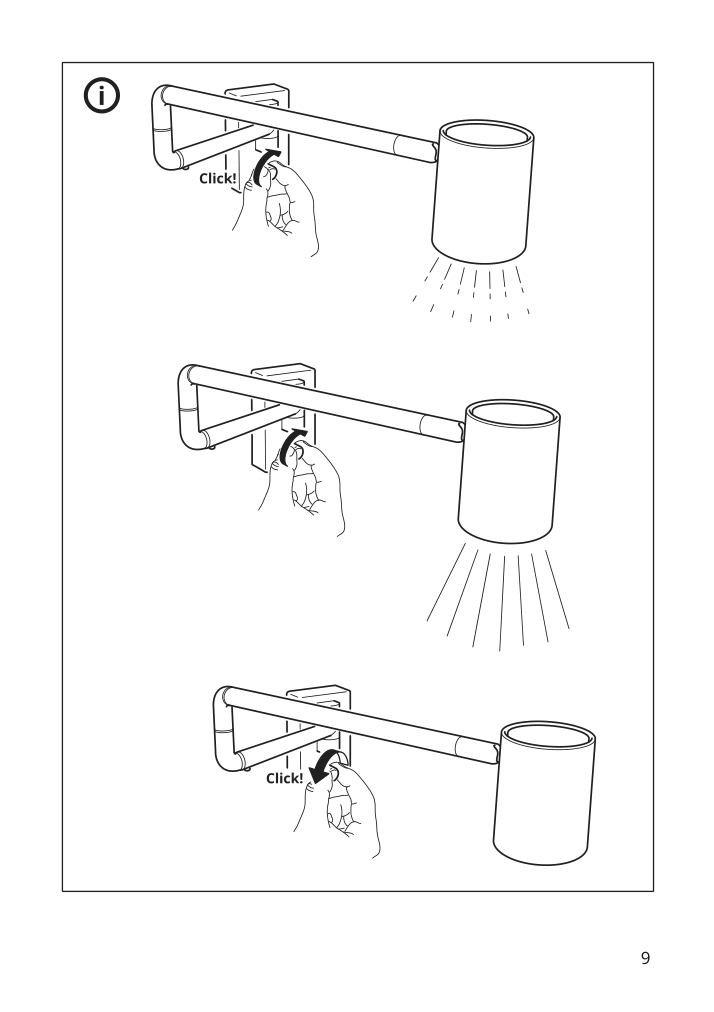 Assembly instructions for IKEA Nymane wall lamp with swing arm white | Page 9 - IKEA NYMÅNE wall lamp with swing arm 403.569.08