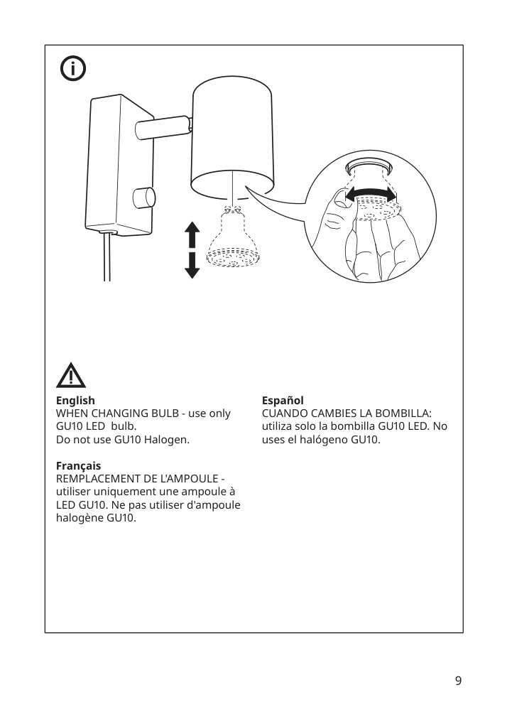 Assembly instructions for IKEA Nymane wall reading lamp white | Page 9 - IKEA NYMÅNE wall/reading lamp 203.569.09