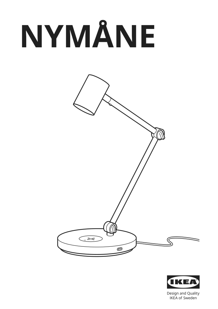 Assembly instructions for IKEA Nymane work lamp with wireless charging white | Page 1 - IKEA NYMÅNE work lamp with wireless charging 104.486.03