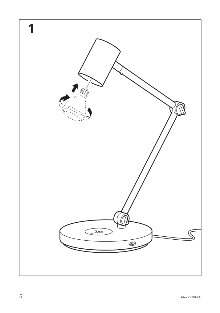 Assembly instructions for IKEA Nymane work lamp with wireless charging white | Page 6 - IKEA NYMÅNE work lamp with wireless charging 104.486.03