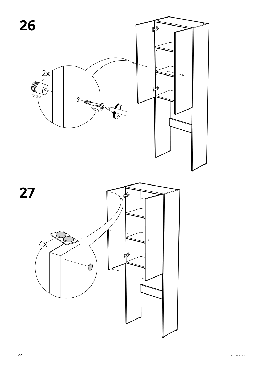 Assembly instructions for IKEA Nysjoen cabinet for washing machine white | Page 22 - IKEA NYSJÖN storage combination for laundry 094.159.53