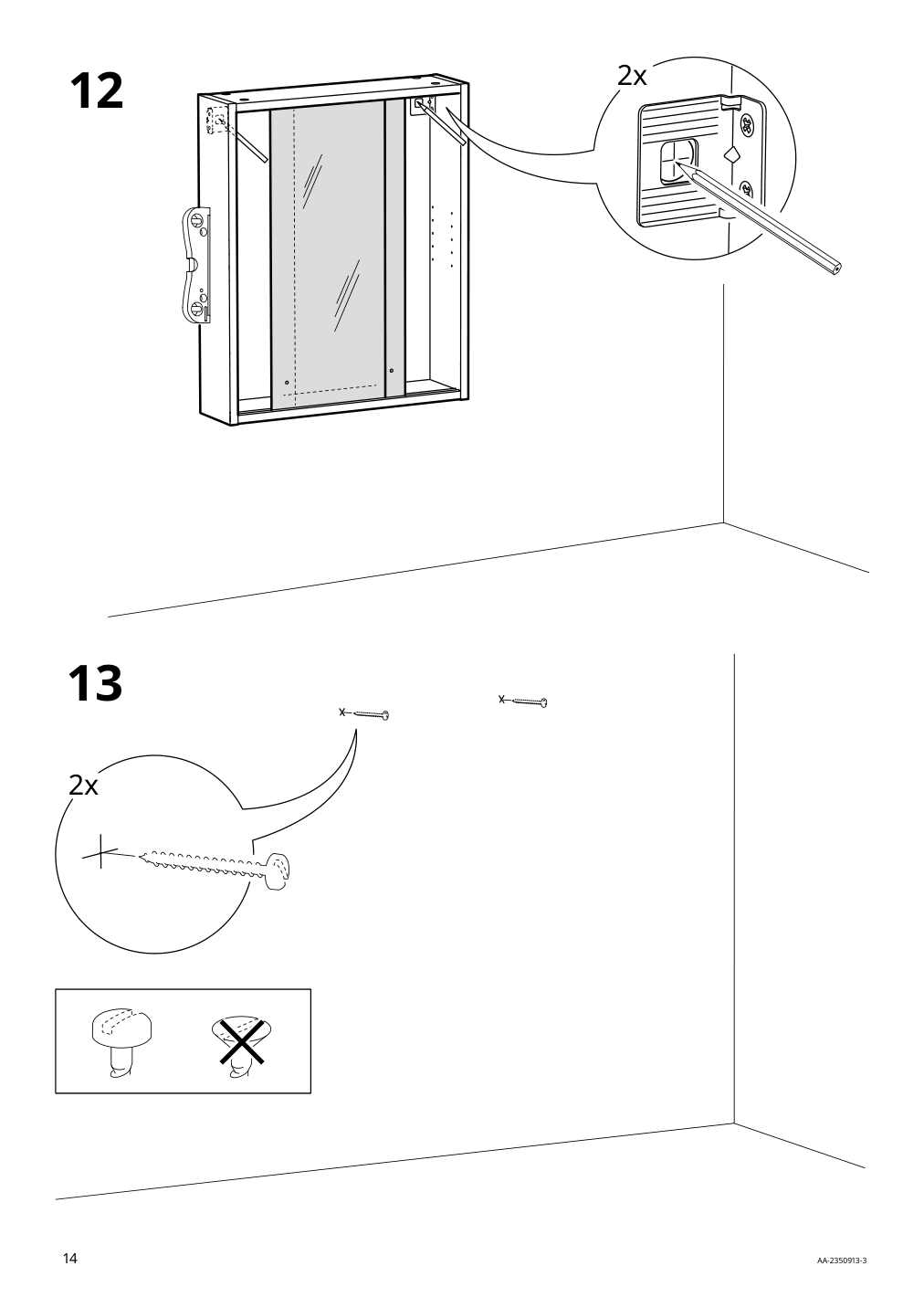 Assembly instructions for IKEA Nysjoen mirror cabinet white | Page 14 - IKEA NYSJÖN / BJÖRKÅN bathroom furniture, set of 6 394.158.95