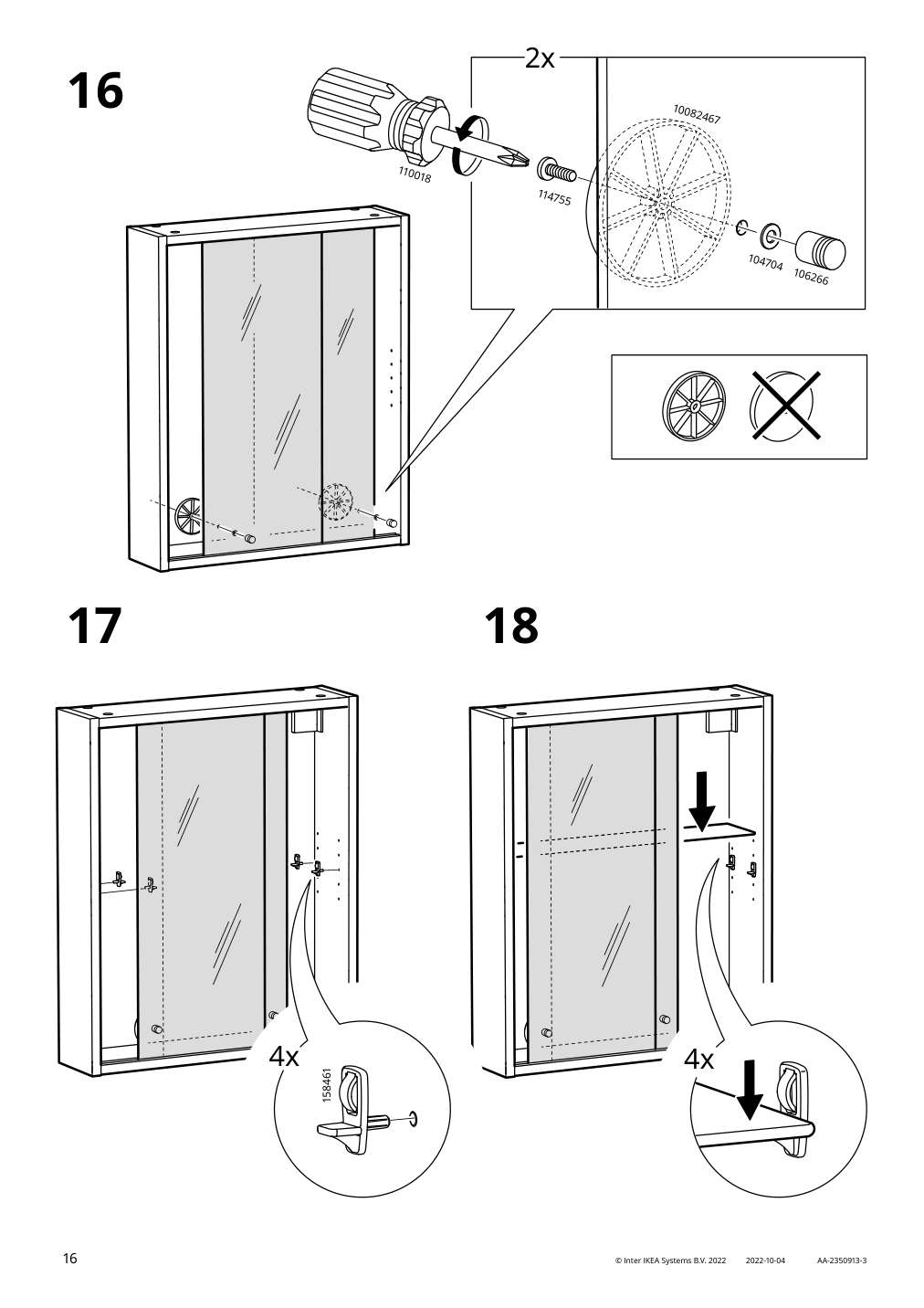 Assembly instructions for IKEA Nysjoen mirror cabinet white | Page 16 - IKEA NYSJÖN / BJÖRKÅN bathroom furniture, set of 6 394.158.95