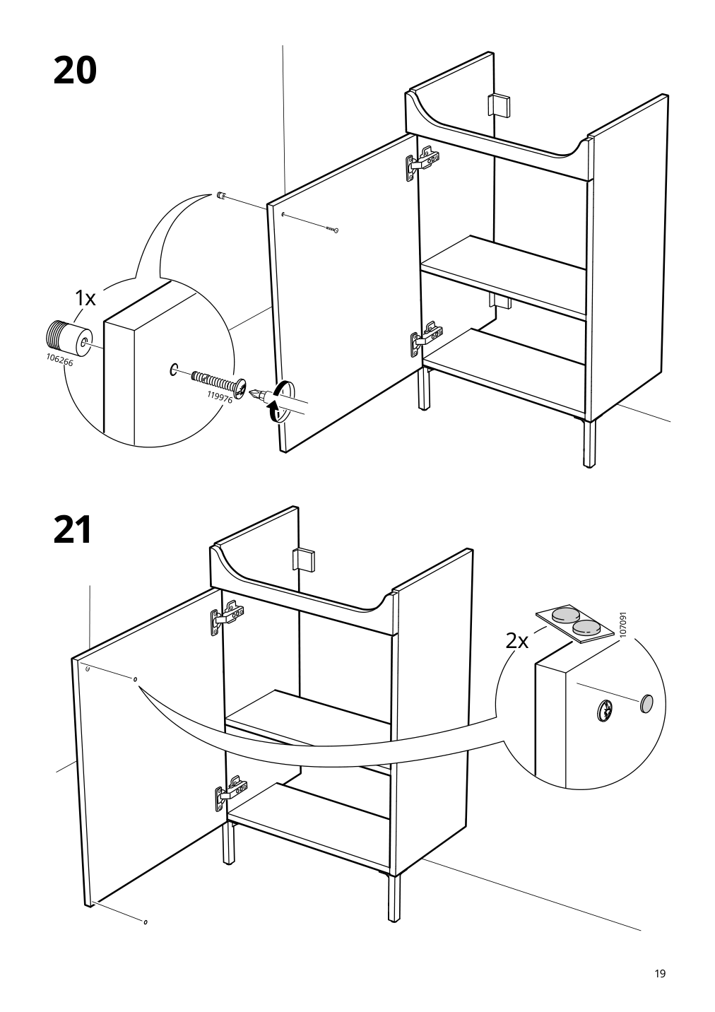 Assembly instructions for IKEA Nysjoen sink cabinet white | Page 19 - IKEA NYSJÖN / BJÖRKÅN sink cabinet with 1 door 194.147.31