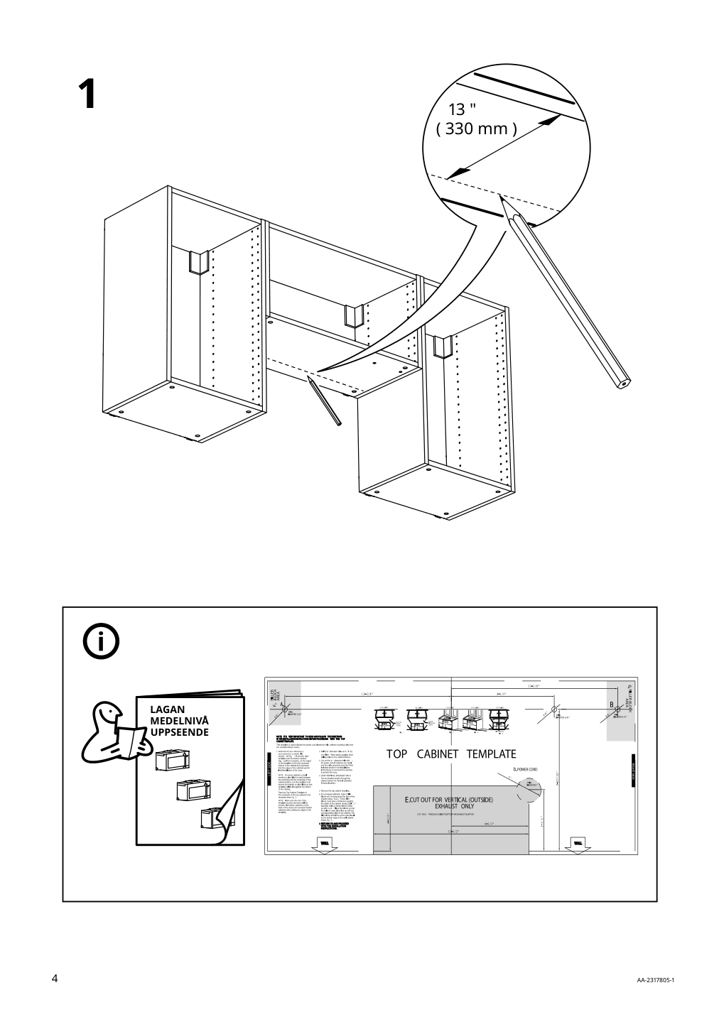 Assembly instructions for IKEA Nyttig filler piece f over the range micro | Page 4 - IKEA ENHET corner kitchen 994.856.68