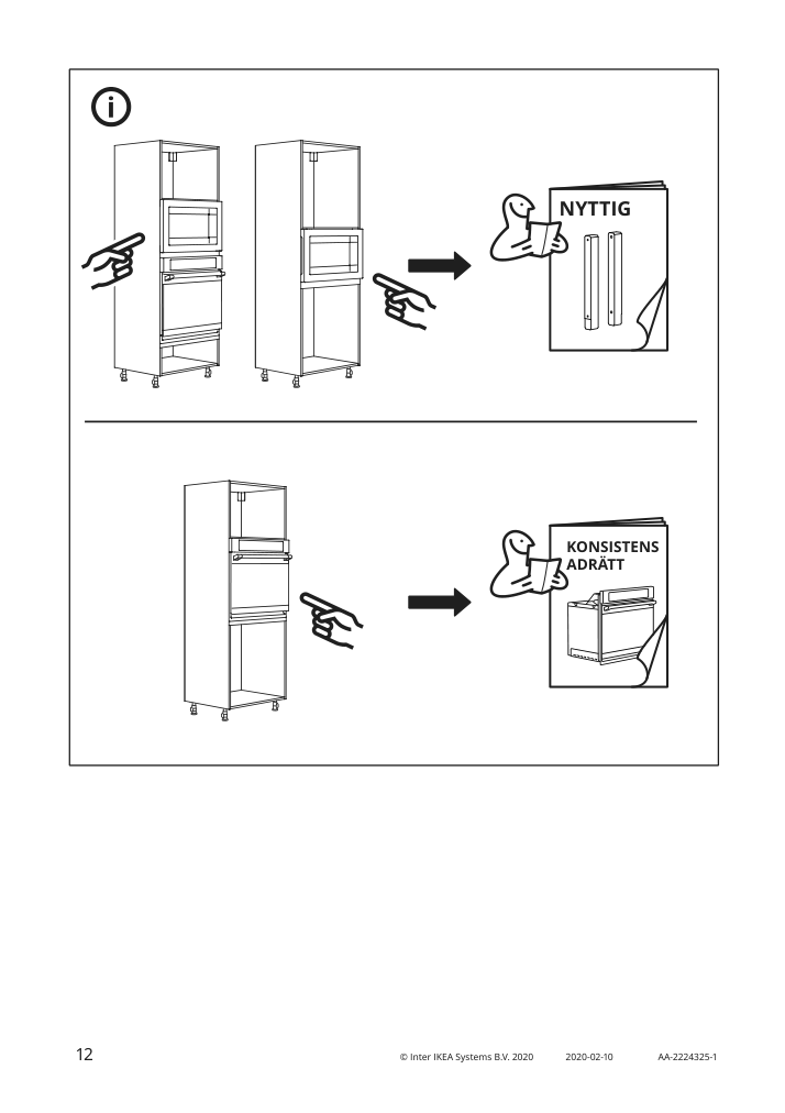 Assembly instructions for IKEA Nyttig filler piece for wall oven micro | Page 12 - IKEA SEKTION / MAXIMERA hi cb f micro w 3 drawers/2 doors 094.669.85