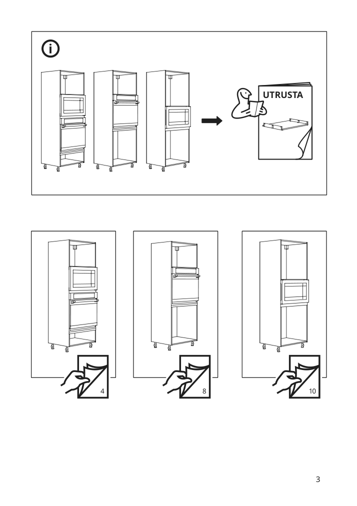 Assembly instructions for IKEA Nyttig filler piece for wall oven micro | Page 3 - IKEA SEKTION hi cb f oven/micro w drawer/2 doors 295.062.83