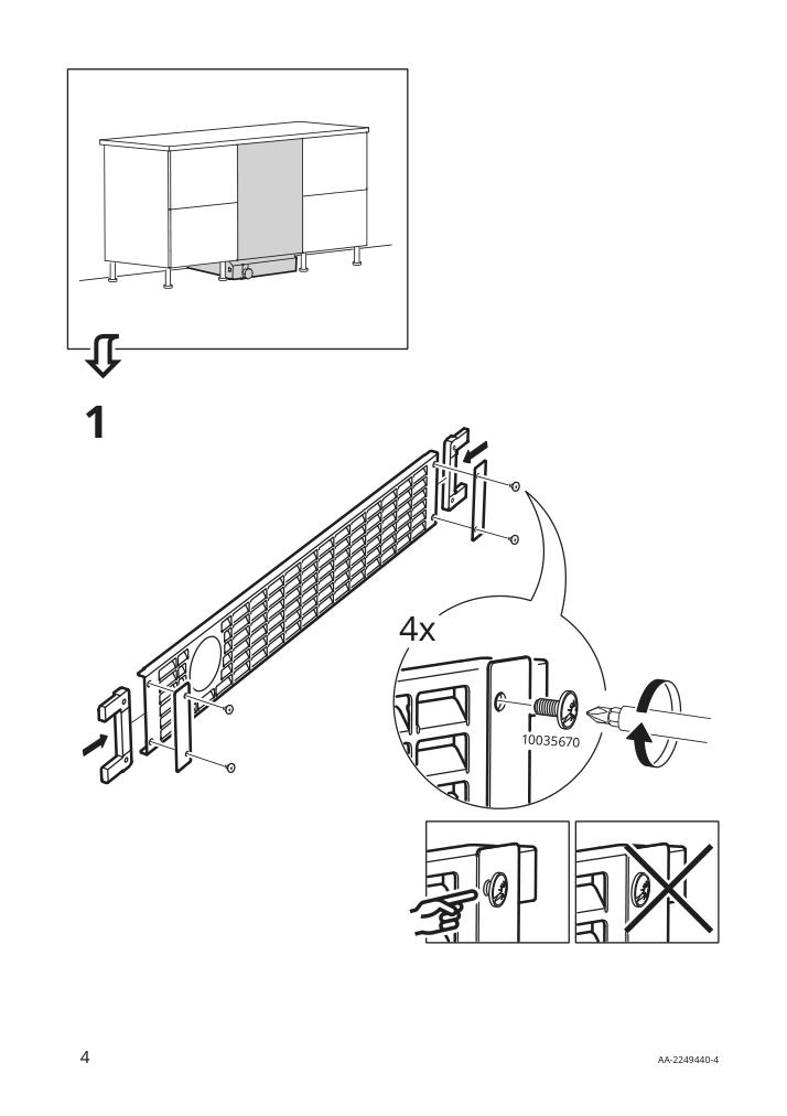 Assembly instructions for IKEA Nyttig ventilated plinth stainless steel | Page 4 - IKEA NYTTIG ventilated plinth 204.997.29