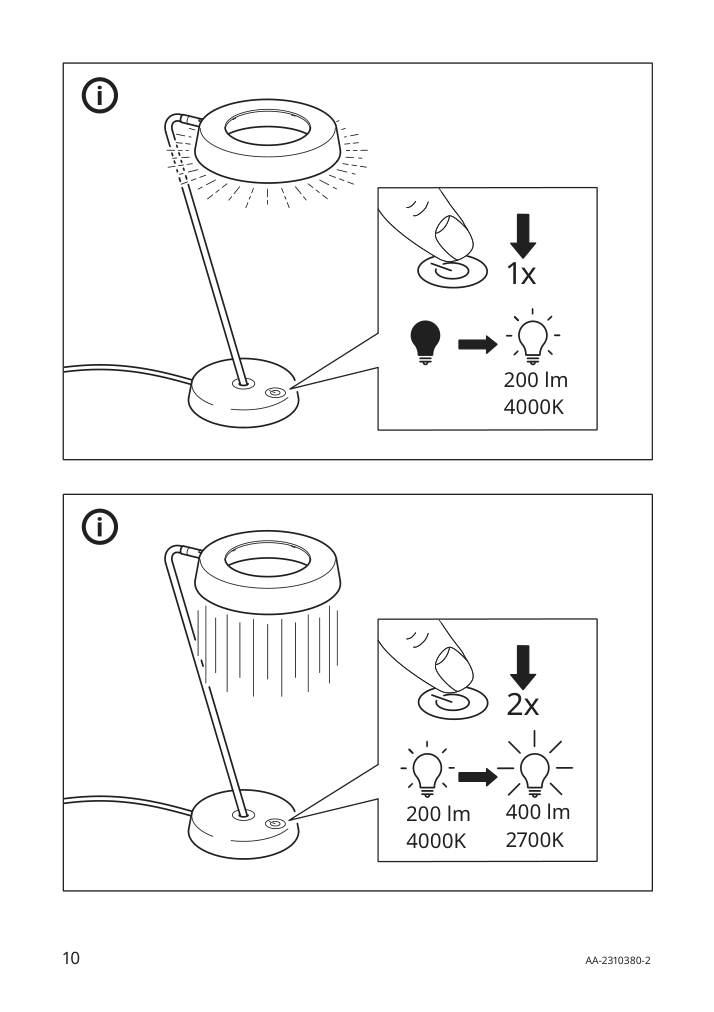 Assembly instructions for IKEA Obegraensad led work lamp dimmable black | Page 10 - IKEA OBEGRÄNSAD LED work lamp 705.262.64