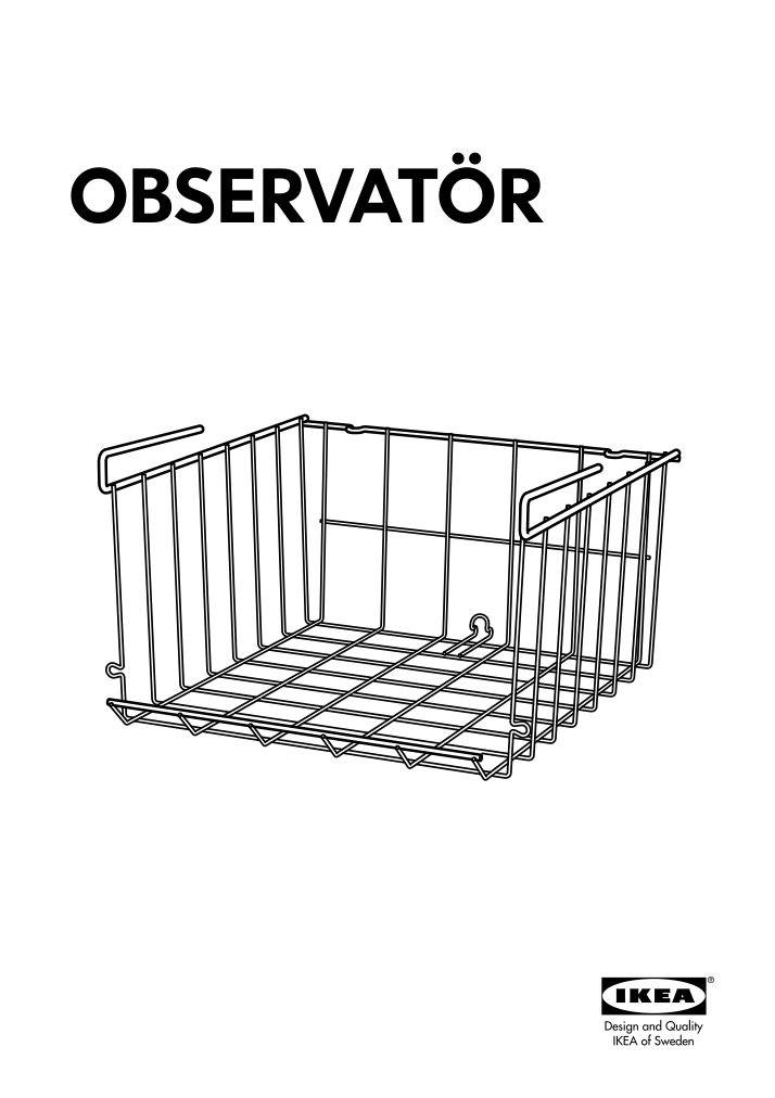 Assembly instructions for IKEA Observatoer clip on basket gray brown | Page 1 - IKEA OBSERVATÖR clip-on basket 203.124.92