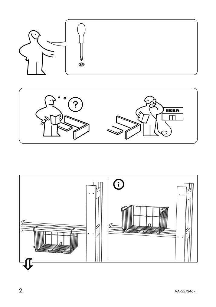 Assembly instructions for IKEA Observatoer clip on basket gray brown | Page 2 - IKEA OBSERVATÖR clip-on basket 203.124.92