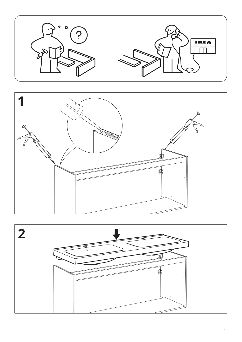 Assembly instructions for IKEA Odensvik double bowl sink | Page 3 - IKEA GODMORGON / ODENSVIK sink cabinet with 2 drawers 192.930.41