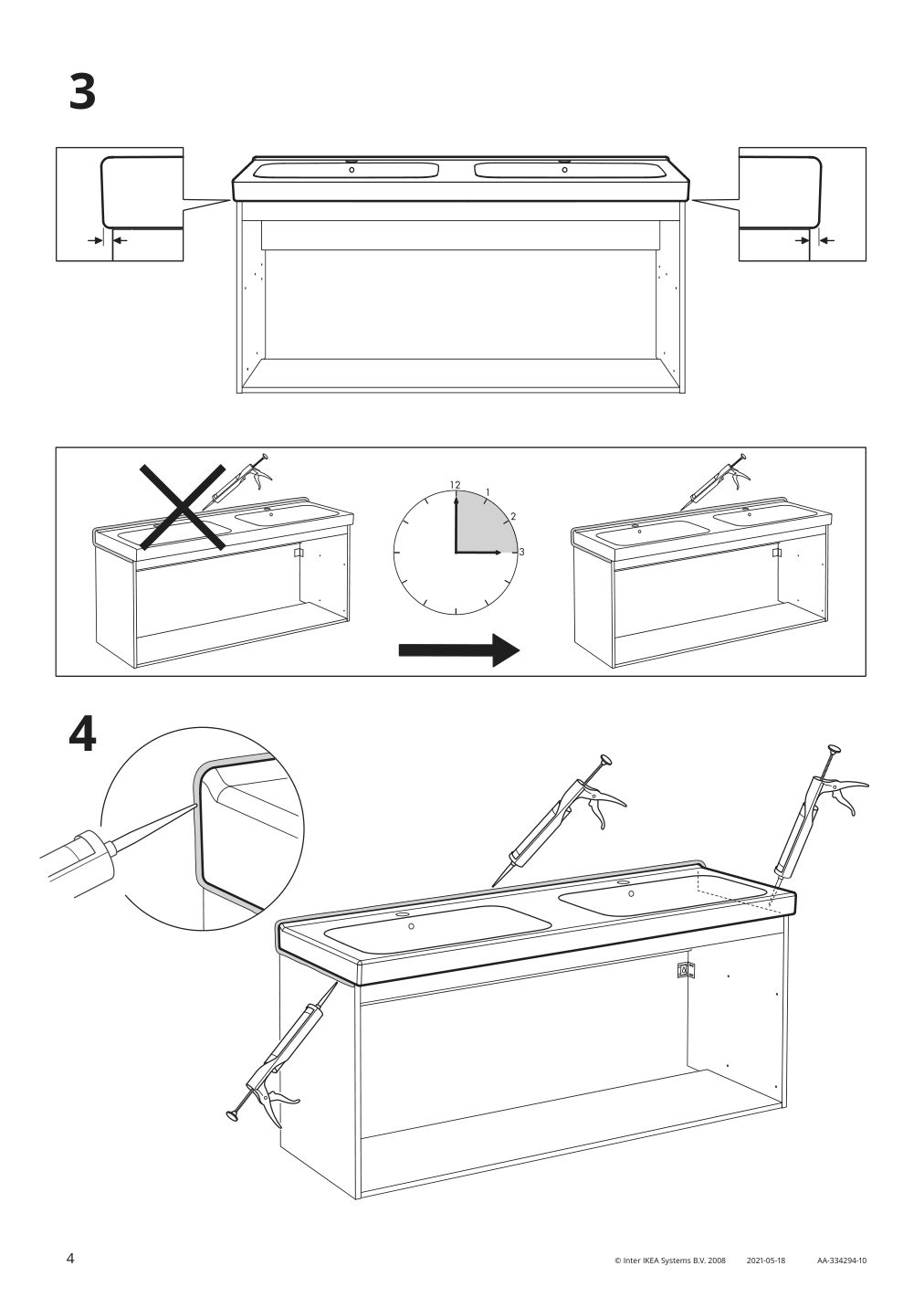 Assembly instructions for IKEA Odensvik double bowl sink | Page 4 - IKEA HEMNES / ODENSVIK bathroom furniture, set of 5 593.151.64