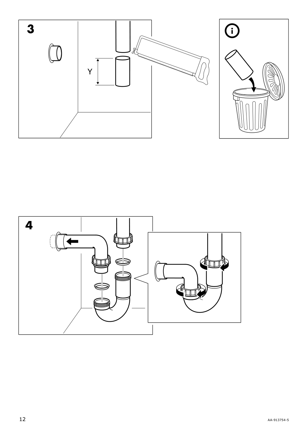 Assembly instructions for IKEA Odensvik double bowl sink | Page 12 - IKEA HEMNES / ODENSVIK sink cabinet with 2 drawers 093.900.47