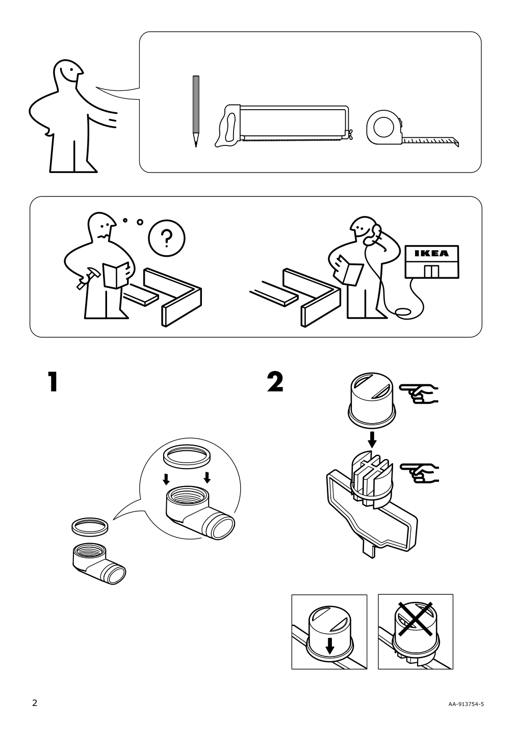 Assembly instructions for IKEA Odensvik double bowl sink | Page 2 - IKEA HEMNES / ODENSVIK bathroom furniture, set of 5 993.898.22