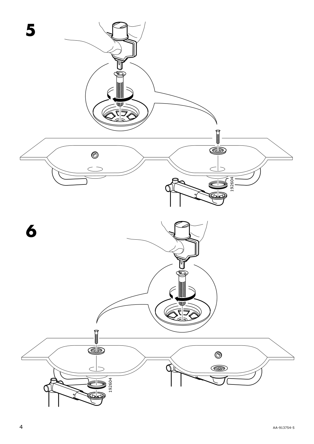 Assembly instructions for IKEA Odensvik double bowl sink | Page 4 - IKEA GODMORGON / ODENSVIK sink cabinet with 2 drawers 192.930.41