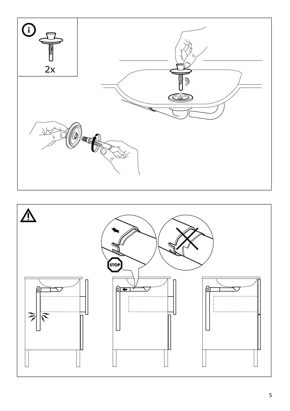 Assembly instructions for IKEA Odensvik double bowl sink | Page 5 - IKEA GODMORGON / ODENSVIK sink cabinet with 2 drawers 094.244.34