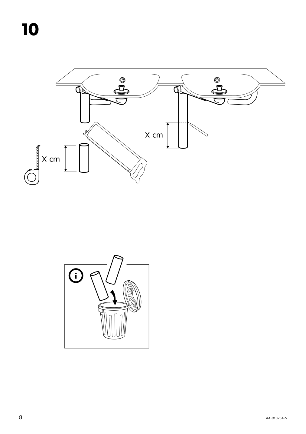 Assembly instructions for IKEA Odensvik double bowl sink | Page 8 - IKEA GODMORGON / ODENSVIK sink cabinet with 2 drawers 192.930.41