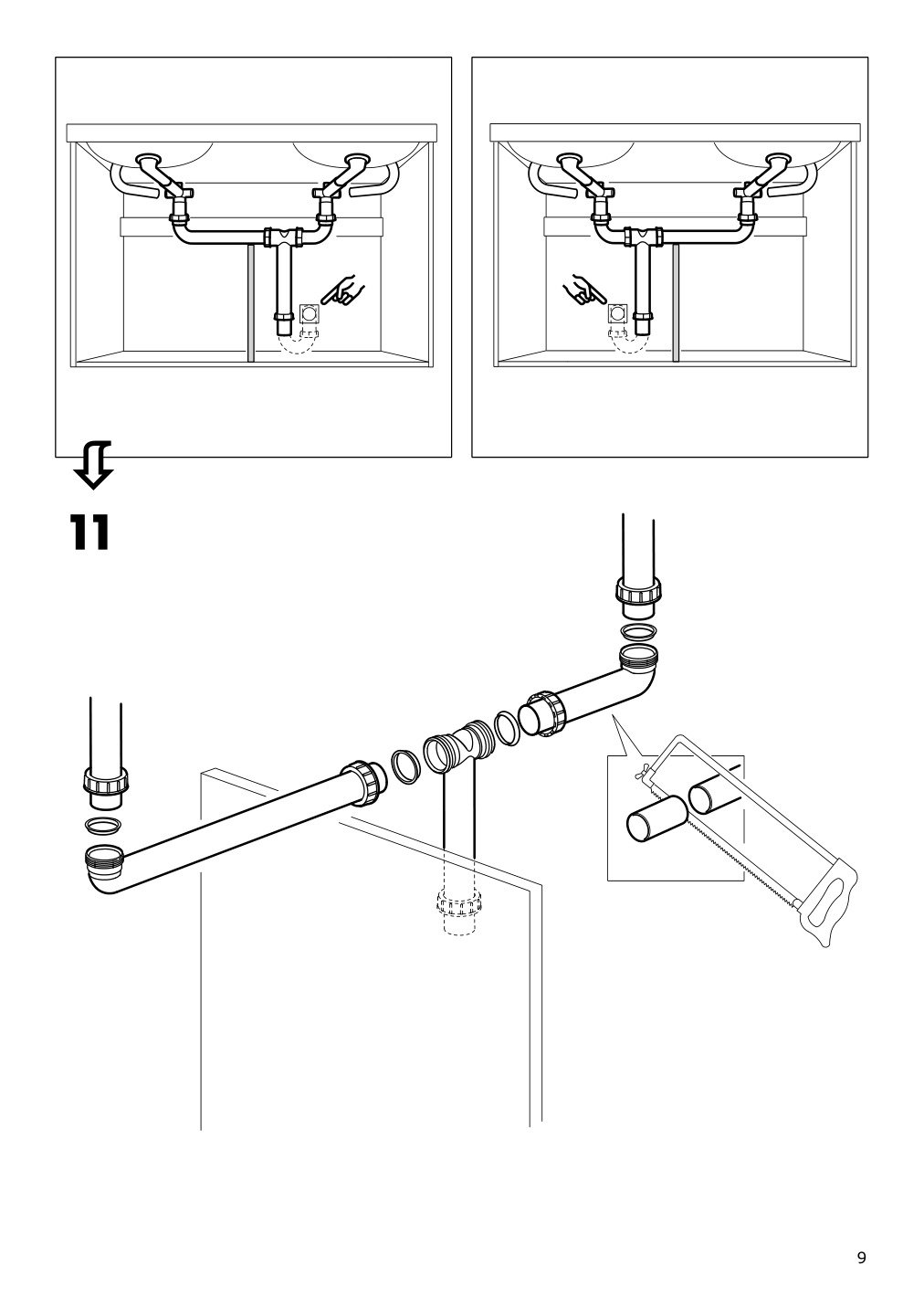 Assembly instructions for IKEA Odensvik double bowl sink | Page 9 - IKEA GODMORGON / ODENSVIK sink cabinet with 2 drawers 192.930.41