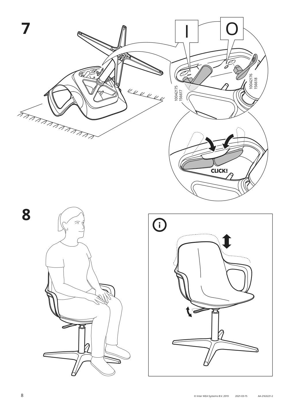 Assembly instructions for IKEA Odger swivel chair white beige | Page 8 - IKEA ODGER swivel chair 703.086.85