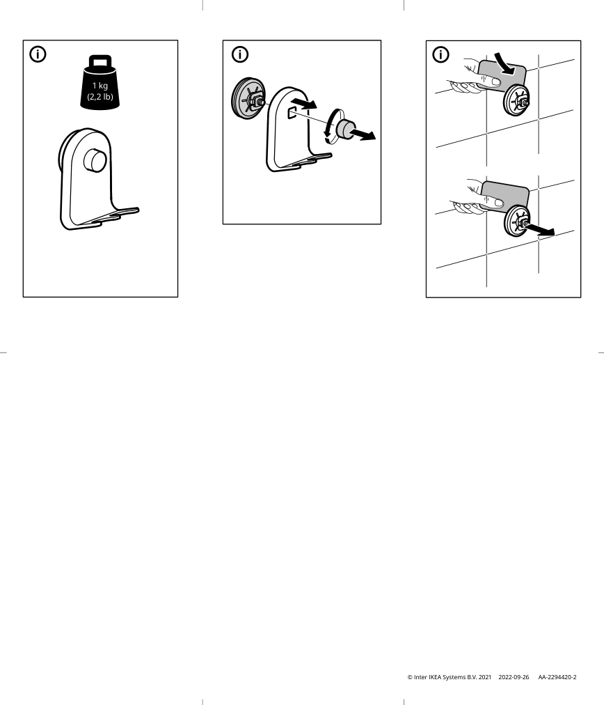 Assembly instructions for IKEA Oebonaes triple hook with suction cup gray green | Page 2 - IKEA ÖBONÄS triple hook with suction cup 605.155.86