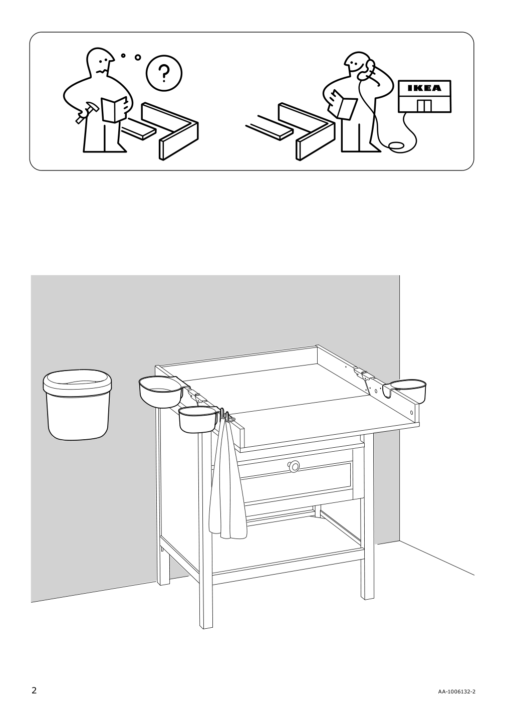 Assembly instructions for IKEA Oensklig racks for changing table set of 4 white | Page 2 - IKEA ÖNSKLIG racks for changing table, set of 4 301.992.83