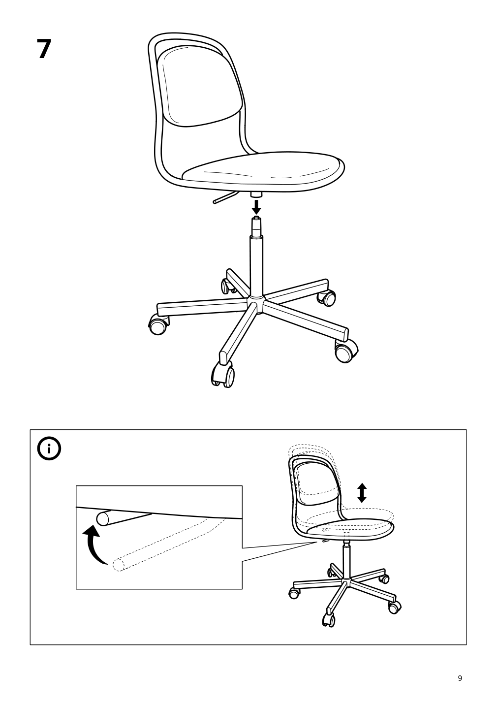 Assembly instructions for IKEA Oerfjaell chair frame swivel black | Page 9 - IKEA MICKE/ÖRFJÄLL / KALLAX desk and storage combination 394.367.51