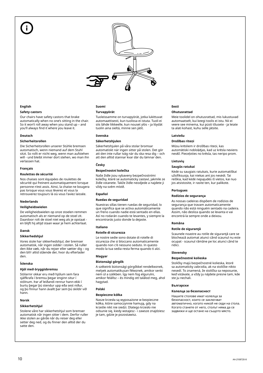 Assembly instructions for IKEA Oerfjaell chair frame swivel white | Page 10 - IKEA ÖRFJÄLL swivel chair 396.021.37