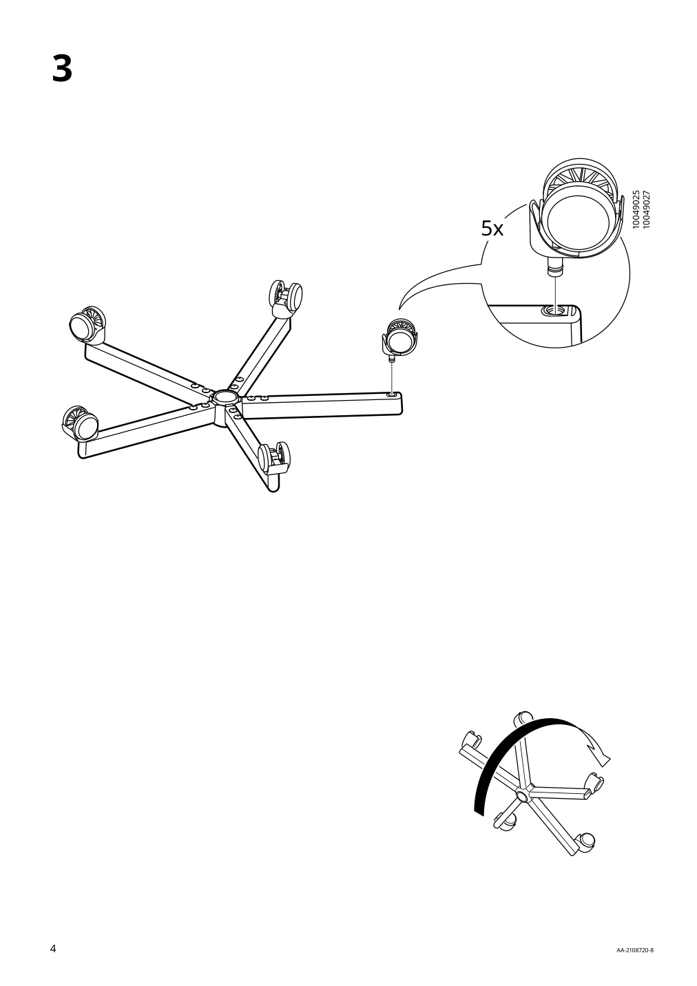 Assembly instructions for IKEA Oerfjaell chair frame swivel white | Page 4 - IKEA ÖRFJÄLL swivel chair 396.021.37