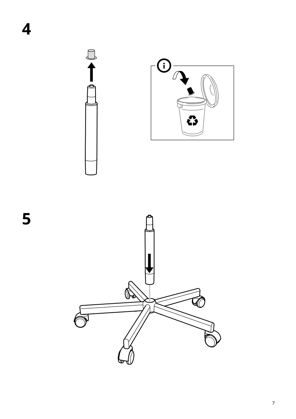 Assembly instructions for IKEA Oerfjaell chair frame swivel white | Page 7 - IKEA ÖRFJÄLL swivel chair 396.021.37
