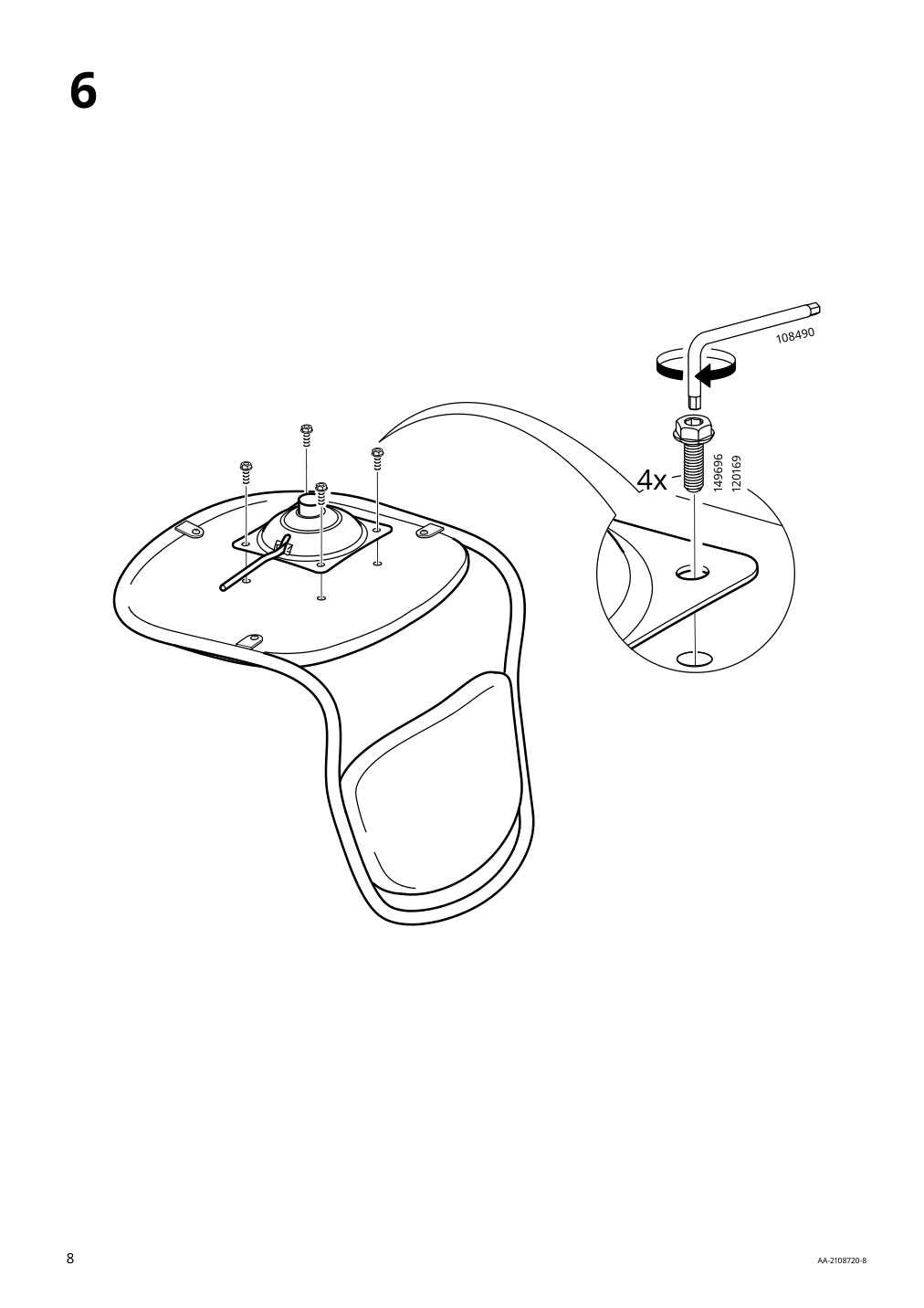 Assembly instructions for IKEA Oerfjaell chair frame swivel white | Page 8 - IKEA ÖRFJÄLL swivel chair 396.021.37