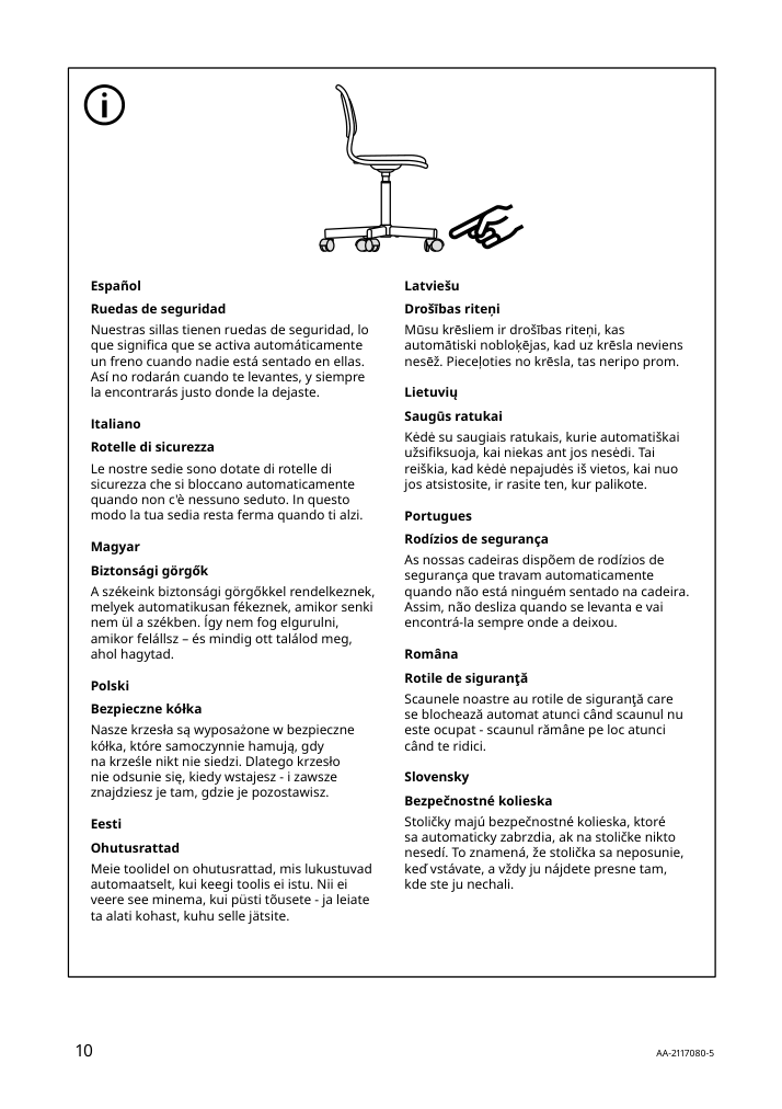 Assembly instructions for IKEA Oerfjaell childs desk chair white vissle light gray | Page 10 - IKEA ÖRFJÄLL child's desk chair 105.018.84