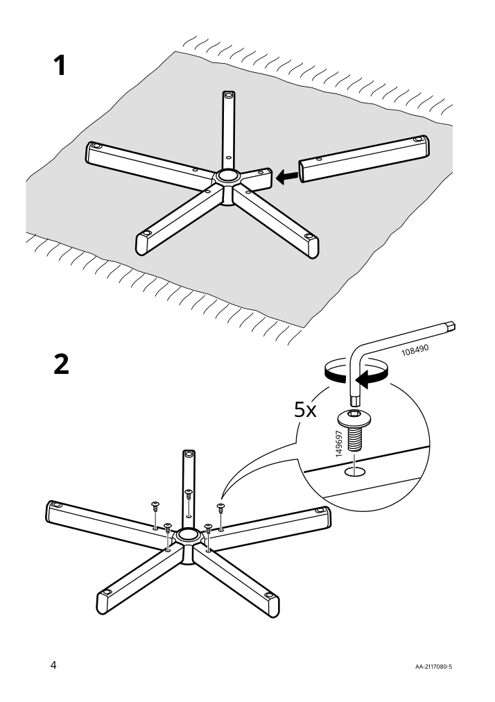 Assembly instructions for IKEA Oerfjaell childs desk chair white vissle light gray | Page 4 - IKEA ÖRFJÄLL child's desk chair 105.018.84