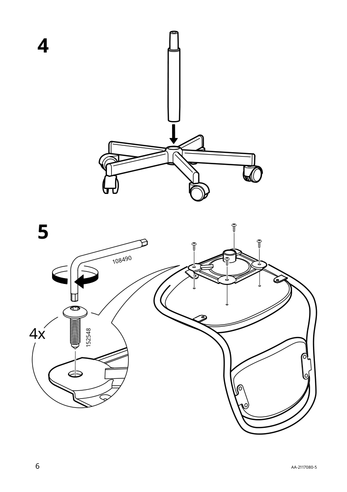 Assembly instructions for IKEA Oerfjaell childs desk chair white vissle light gray | Page 6 - IKEA ÖRFJÄLL child's desk chair 105.018.84