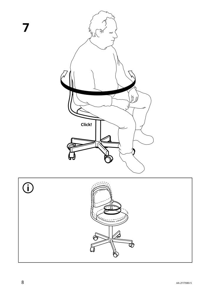 Assembly instructions for IKEA Oerfjaell childs desk chair white vissle light gray | Page 8 - IKEA ÖRFJÄLL child's desk chair 105.018.84