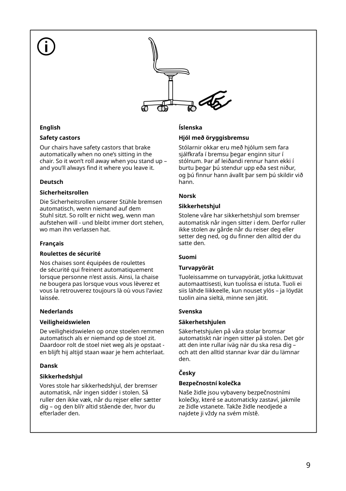 Assembly instructions for IKEA Oerfjaell childs desk chair white vissle light gray | Page 9 - IKEA ÖRFJÄLL child's desk chair 105.018.84