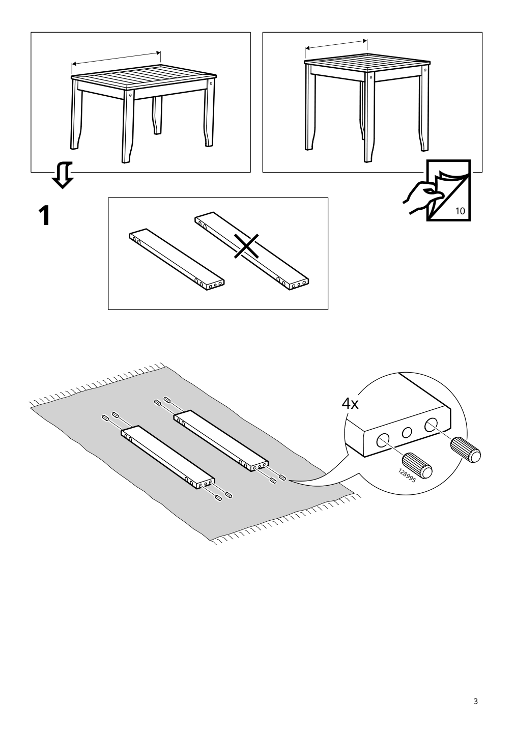 Assembly instructions for IKEA Oerskaer nesting tables set of 2 indoor outdoor dark gray | Page 3 - IKEA ÖRSKÄR nesting tables, set of 2 305.337.37