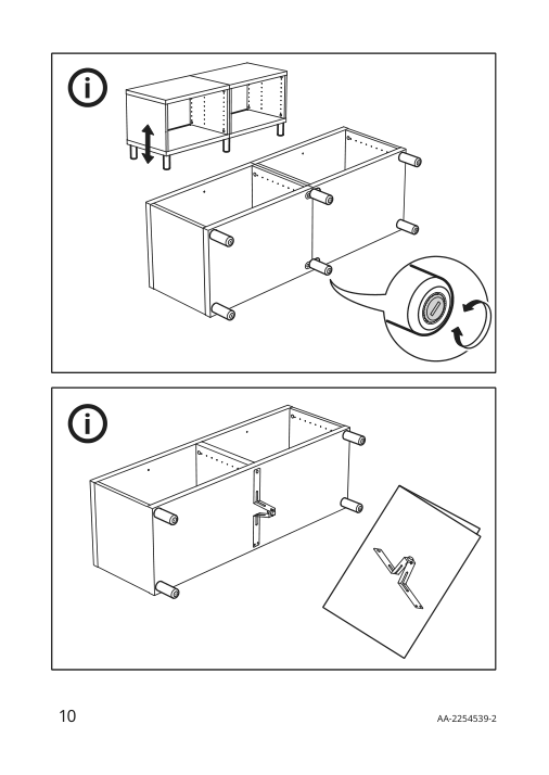 Assembly instructions for IKEA Oesarp leg brass color | Page 10 - IKEA BESTÅ TV bench with drawers 495.670.44