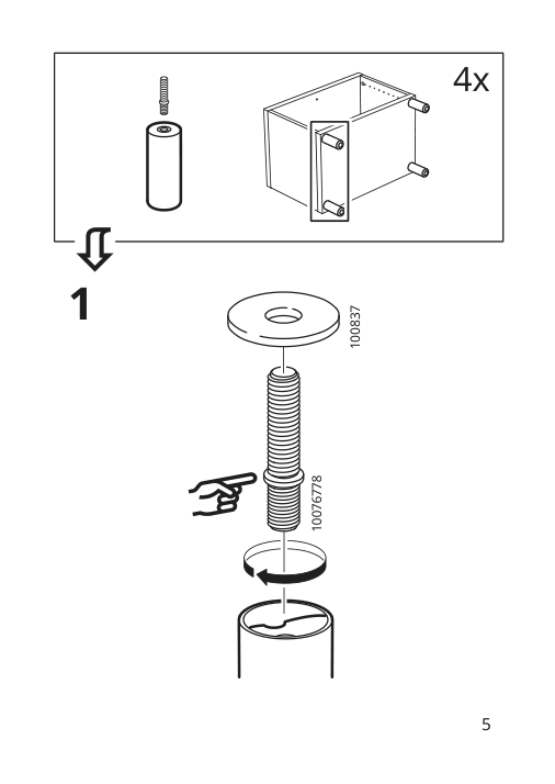 Assembly instructions for IKEA Oesarp leg brass color | Page 5 - IKEA BESTÅ TV bench with doors 494.194.64