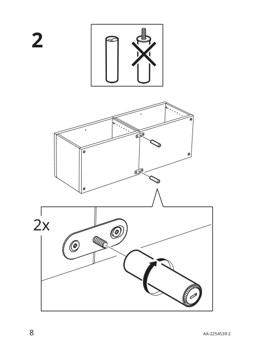 Assembly instructions for IKEA Oesarp leg brass color | Page 8 - IKEA BESTÅ TV bench with drawers 094.359.27