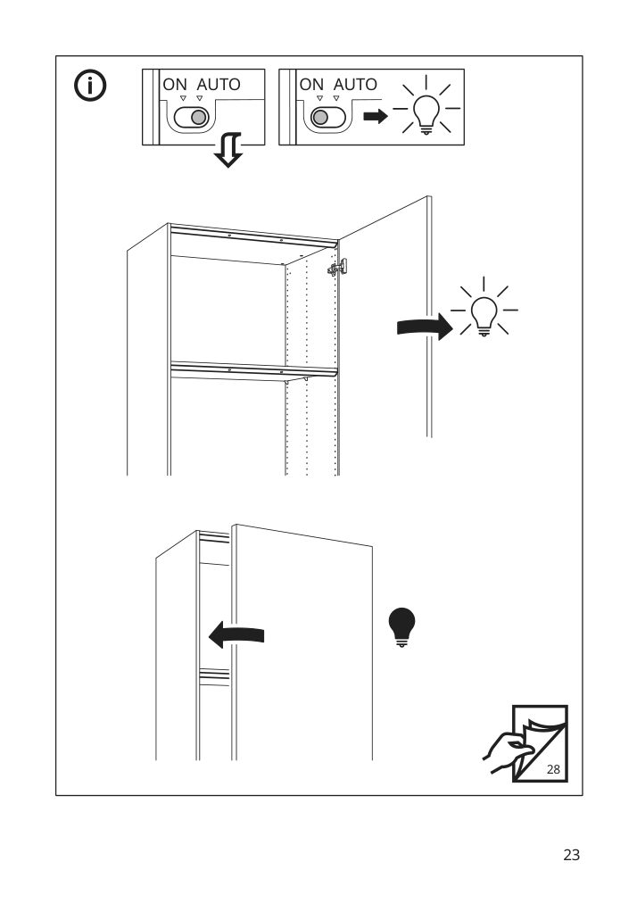 Assembly instructions for IKEA Oeversidan led wardrobe lighting strp w sensor dimmable dark gray | Page 23 - IKEA ÖVERSIDAN LED wardrobe lighting strp w sensor 004.749.04