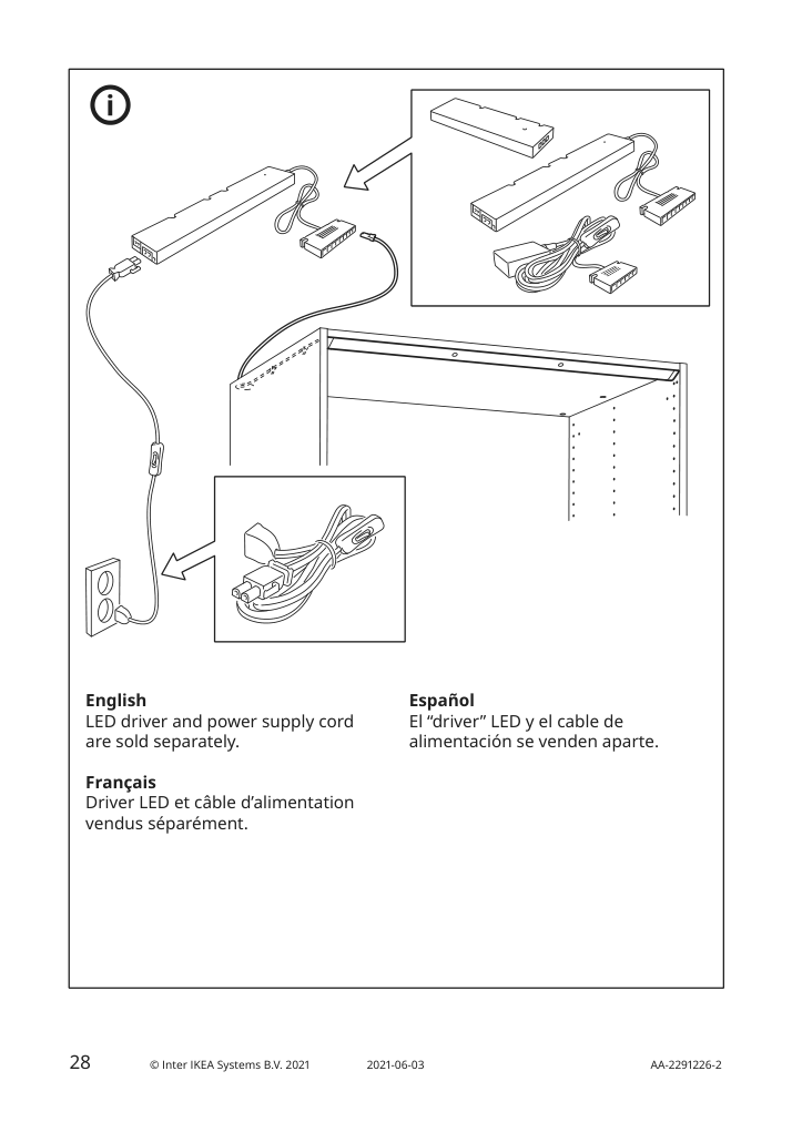 Assembly instructions for IKEA Oeversidan led wardrobe lighting strp w sensor dimmable dark gray | Page 28 - IKEA ÖVERSIDAN LED wardrobe lighting strp w sensor 004.749.04