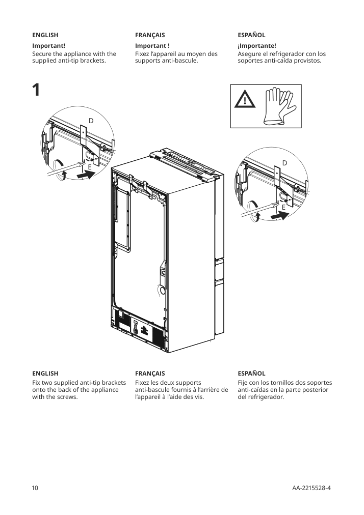 Assembly instructions for IKEA Oeverskadlig french door refrigerator 4 door stainless steel color | Page 10 - IKEA ÖVERSKÅDLIG french door refrigerator 604.621.54