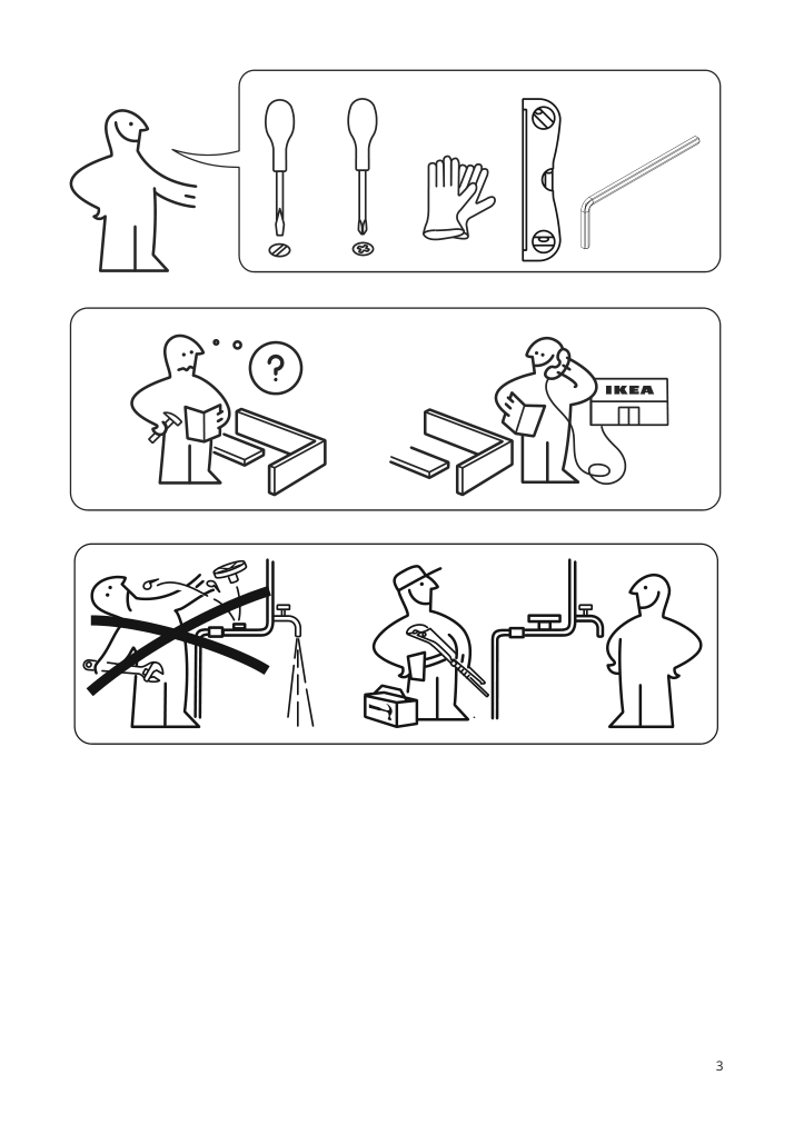 Assembly instructions for IKEA Oeverskadlig french door refrigerator 4 door stainless steel color | Page 3 - IKEA ÖVERSKÅDLIG french door refrigerator 604.621.54