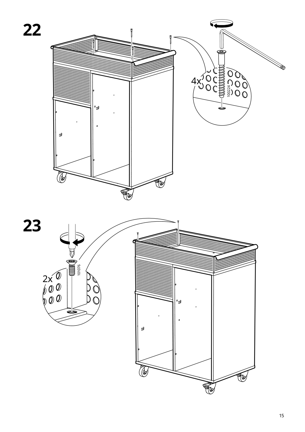 Assembly instructions for IKEA Oevning utility cart white gray green | Page 15 - IKEA ÖVNING utility cart 005.170.03