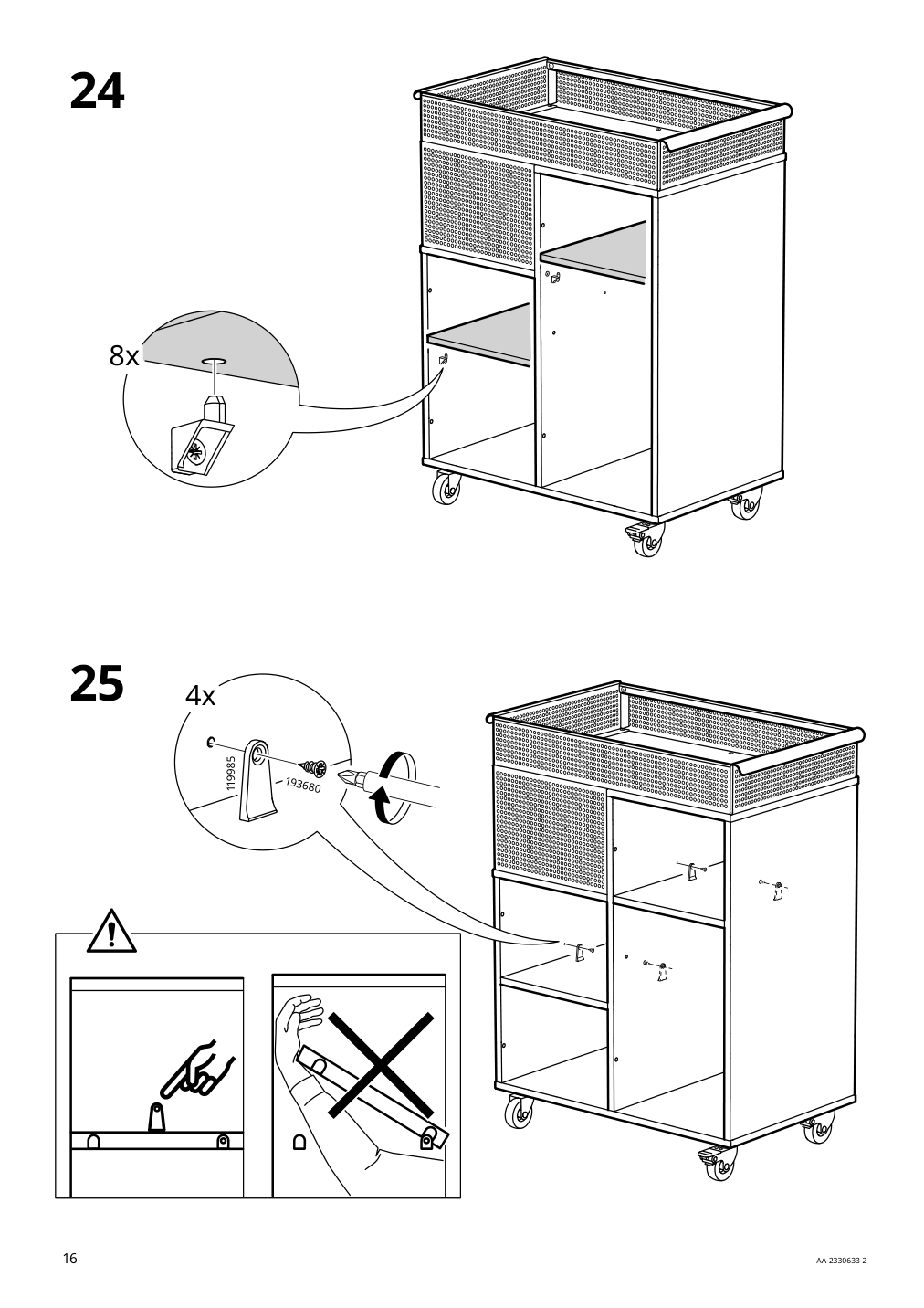 Assembly instructions for IKEA Oevning utility cart white gray green | Page 16 - IKEA ÖVNING utility cart 005.170.03