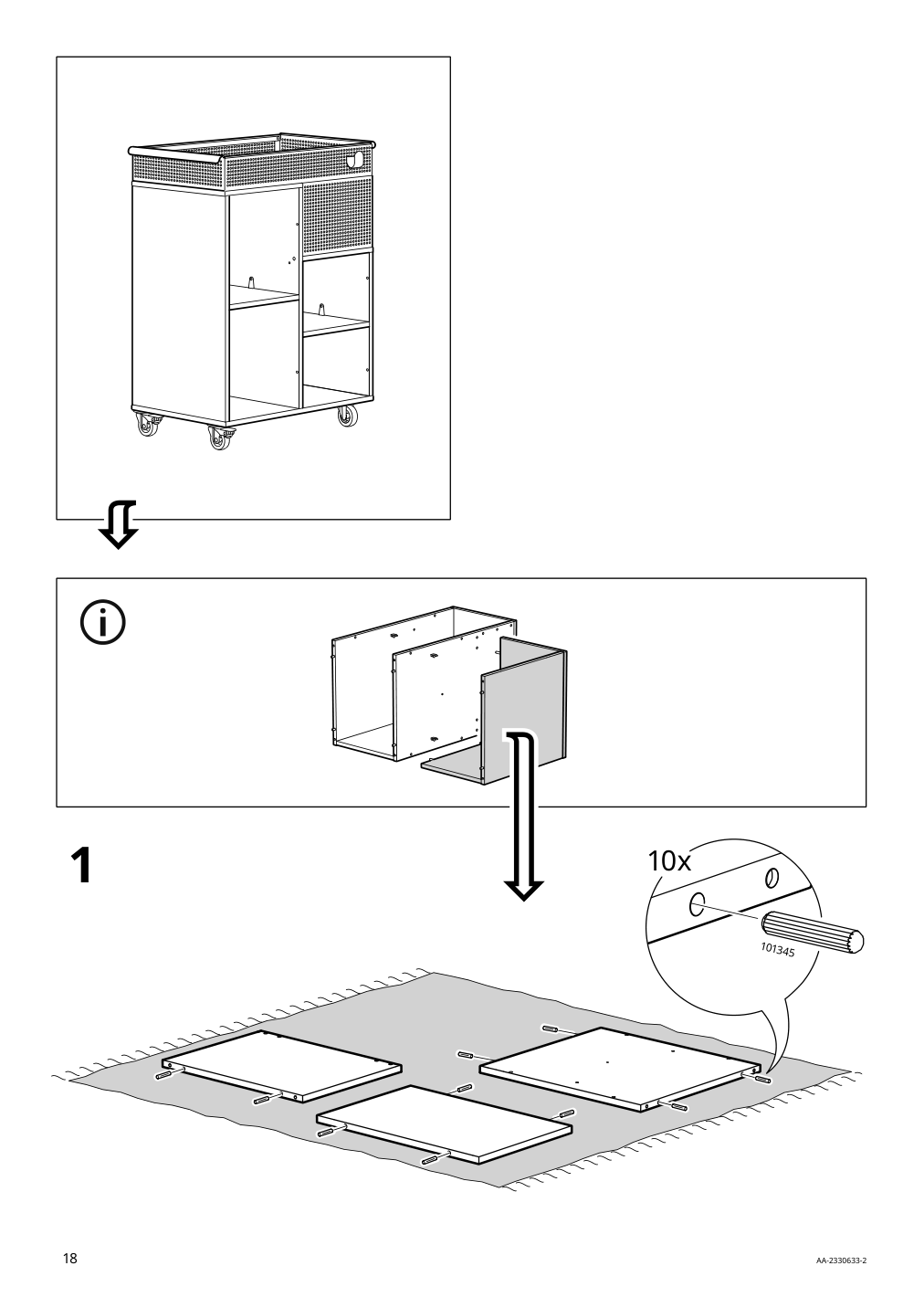 Assembly instructions for IKEA Oevning utility cart white gray green | Page 18 - IKEA ÖVNING utility cart 005.170.03