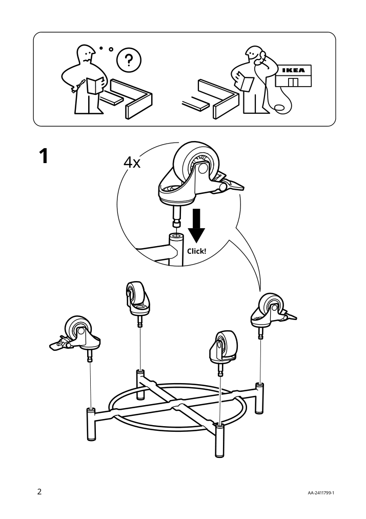 Assembly instructions for IKEA Olivblad plant stand on wheels indoor outdoor light gray | Page 2 - IKEA OLIVBLAD plant stand on wheels 605.613.14