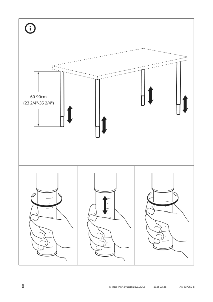 Assembly instructions for IKEA Olov leg adjustable white | Page 8 - IKEA KALLAX / LAGKAPTEN workstation 094.816.84